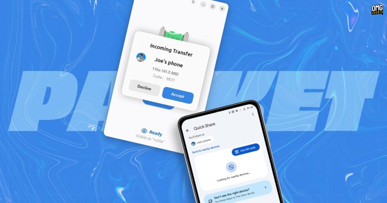 The package is an Android Quick Share application for Linux
